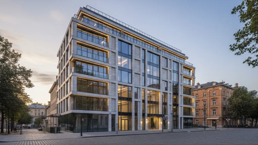 Benini Real Estate advises on complex land sale at Düsseldorf's Kennedydamm – AI-generated illustrative image