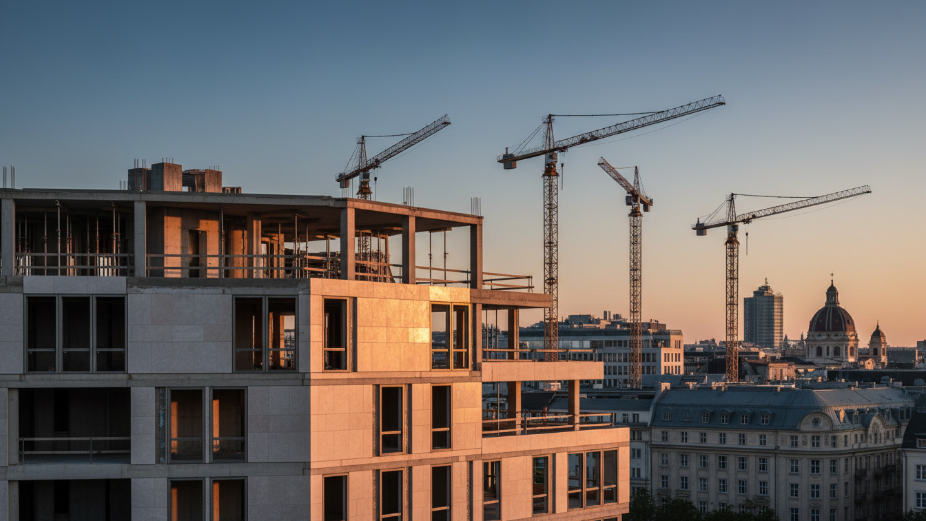 GreenPlaces celebrates topping-out ceremony for sustainable commercial site in Aichtal – AI-generated illustrative image