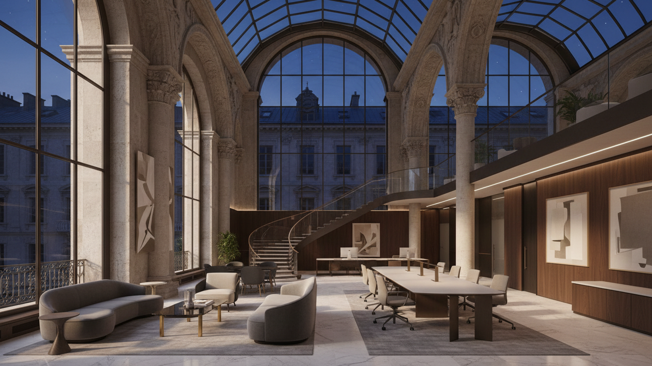 Industrious Opens 19th Location in Greater L.A. at Caruso's Masonic Temple – AI-generated illustrative image