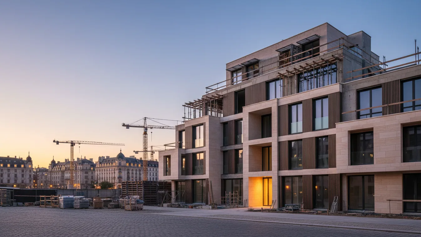 Topping-out Ceremony for the QURS – Quellenquartier Residential Project in Bad Vilbel – AI-generated illustrative image