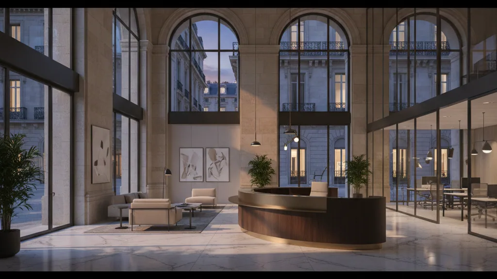 STOCK REAL ESTATE brokers premium space for fitness and wellness brand in Munich-Schwabing – AI-generated illustrative image