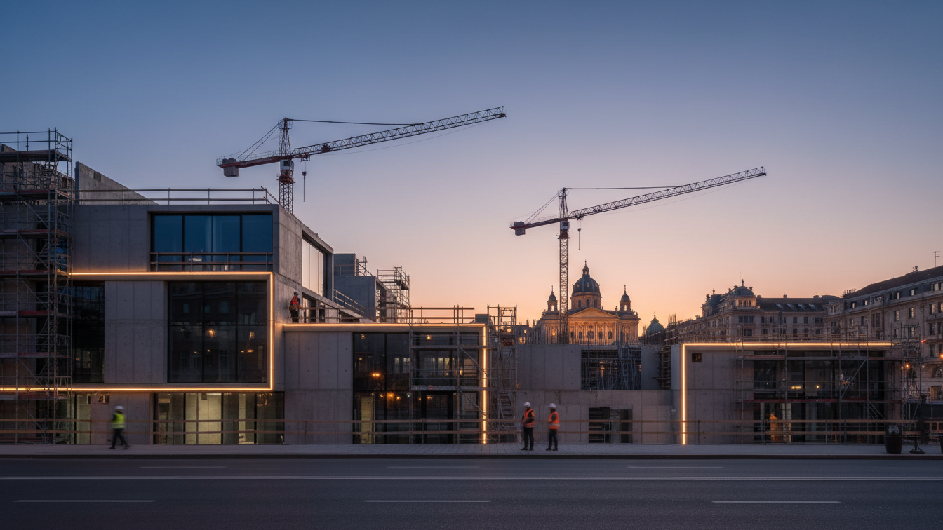 Villa MAXIMA: Topping-out Ceremony Marks Progress in the Revitalisation of Europe's Largest Art Nouveau Listed Building – AI-generated illustrative image